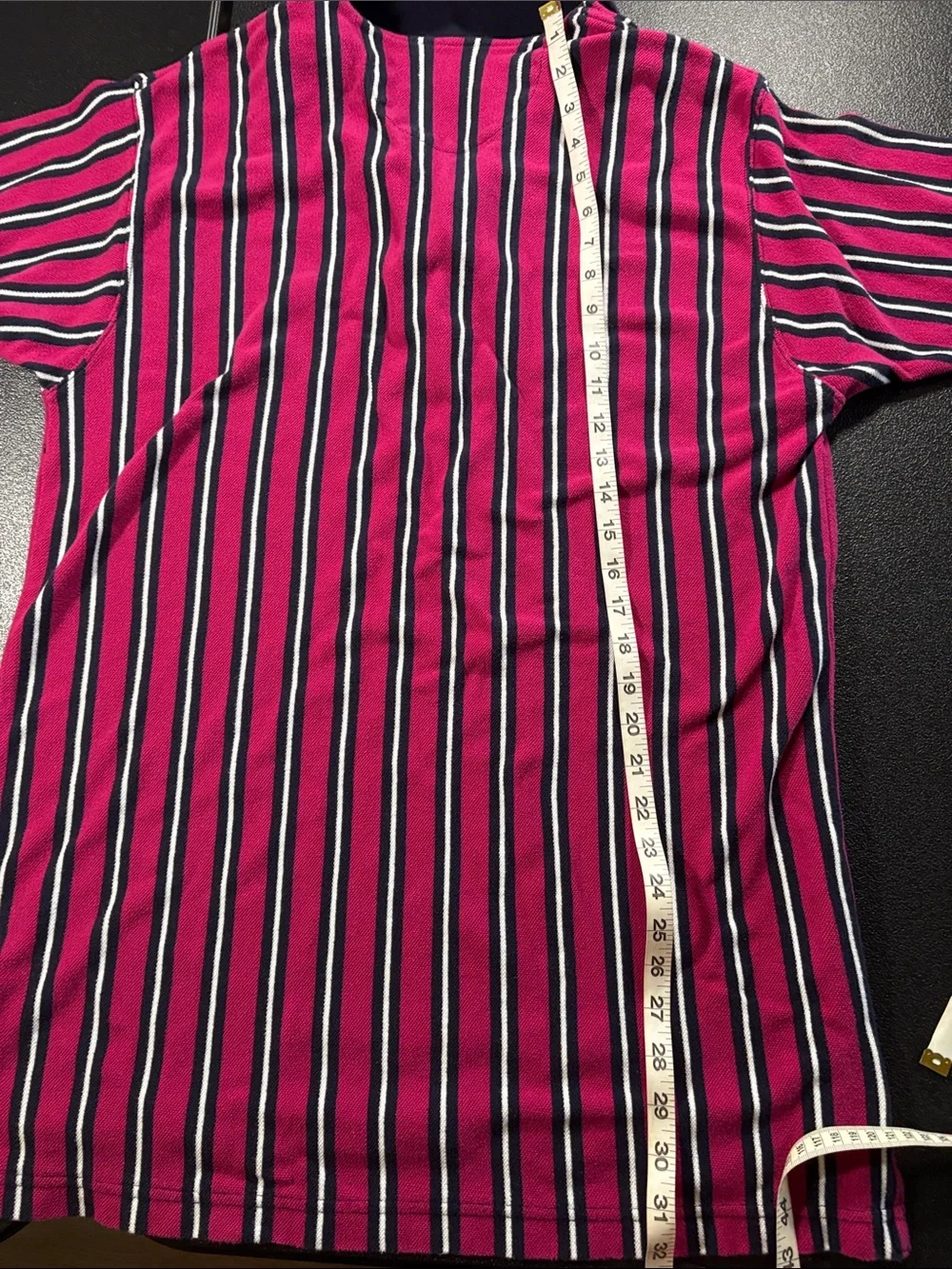 Vintage Chaps Ralph Lauren Polo Shirt Men’s Large Red Navy Striped 90s Preppy